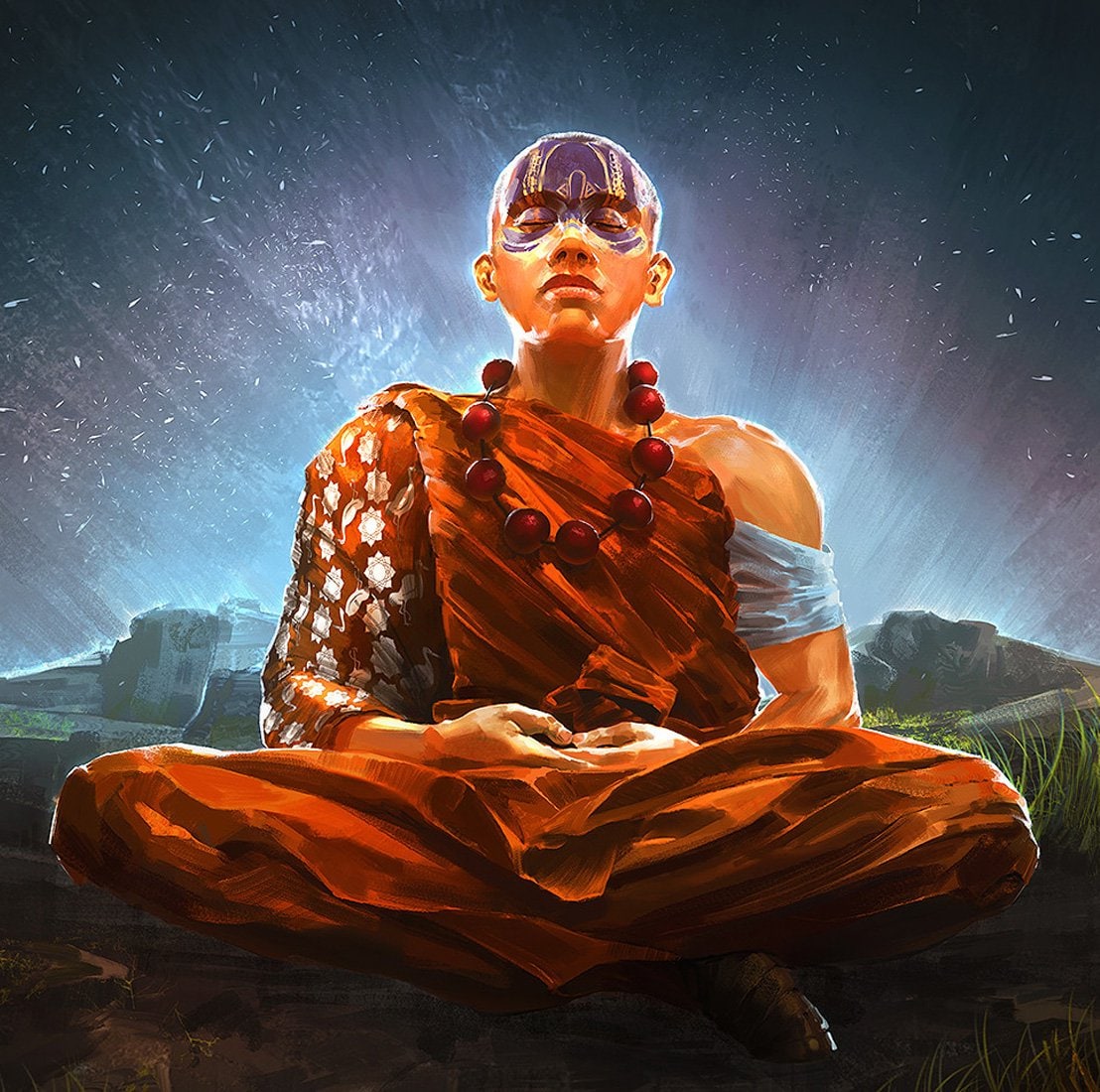 Будда медитирует арт