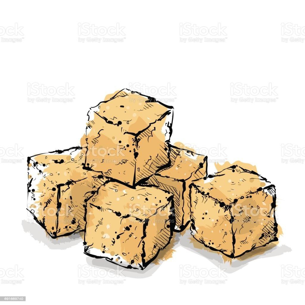 Нарисованные кубики сахара на прозрачном фоне